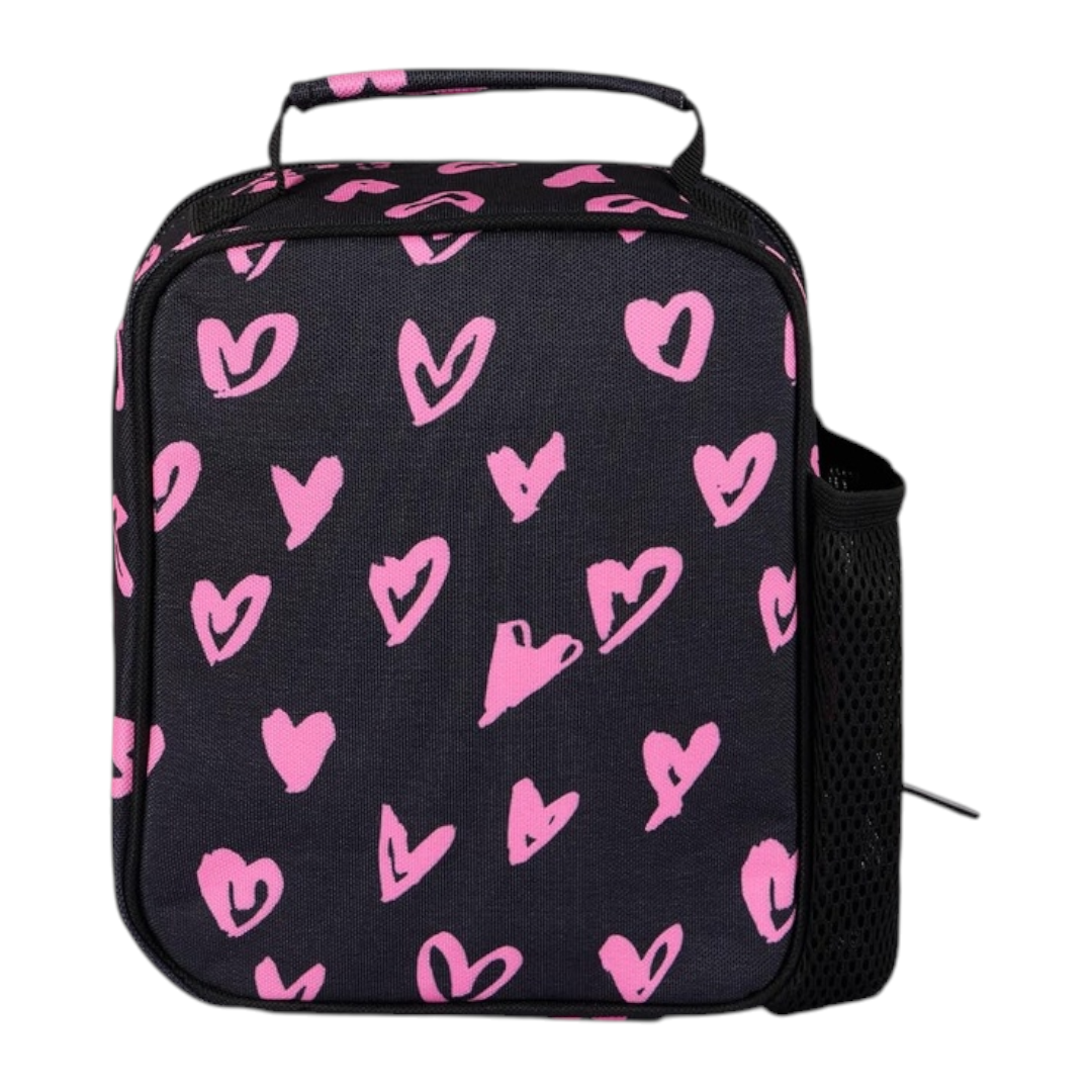 Black Pink Scribble Heart Lunch Bag