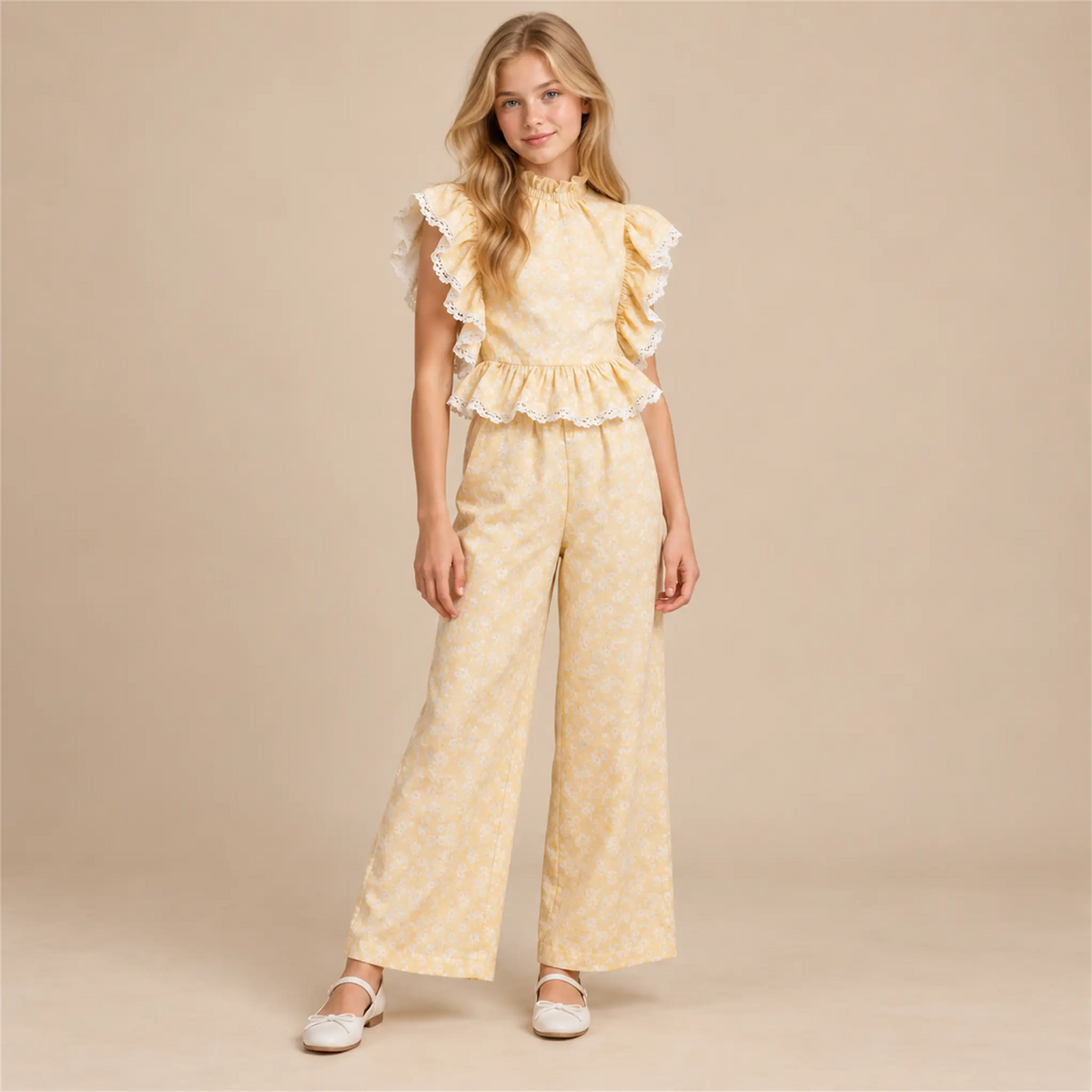 Mimi Yellow linen-blend top and matching trousers — Girls 16Y lookbook 1