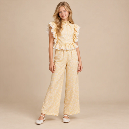 Mimi Yellow linen-blend top and matching trousers — Girls 16Y lookbook 1