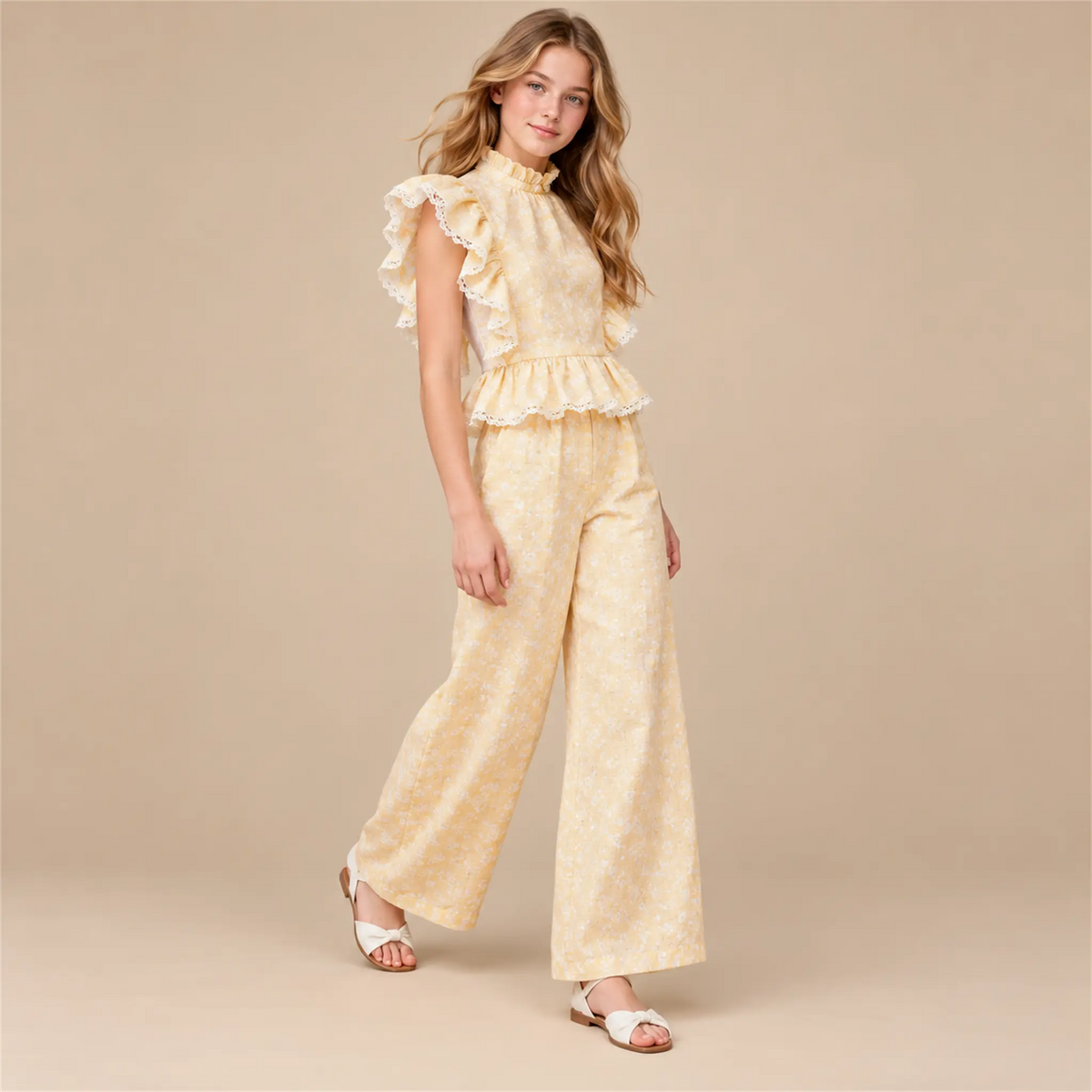 Mimi Yellow linen-blend top and matching trousers — Girls 16Y lookbook 2