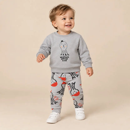Octopus sweatshirt &amp; legging - Grey - 12M boy lookbook pose 2