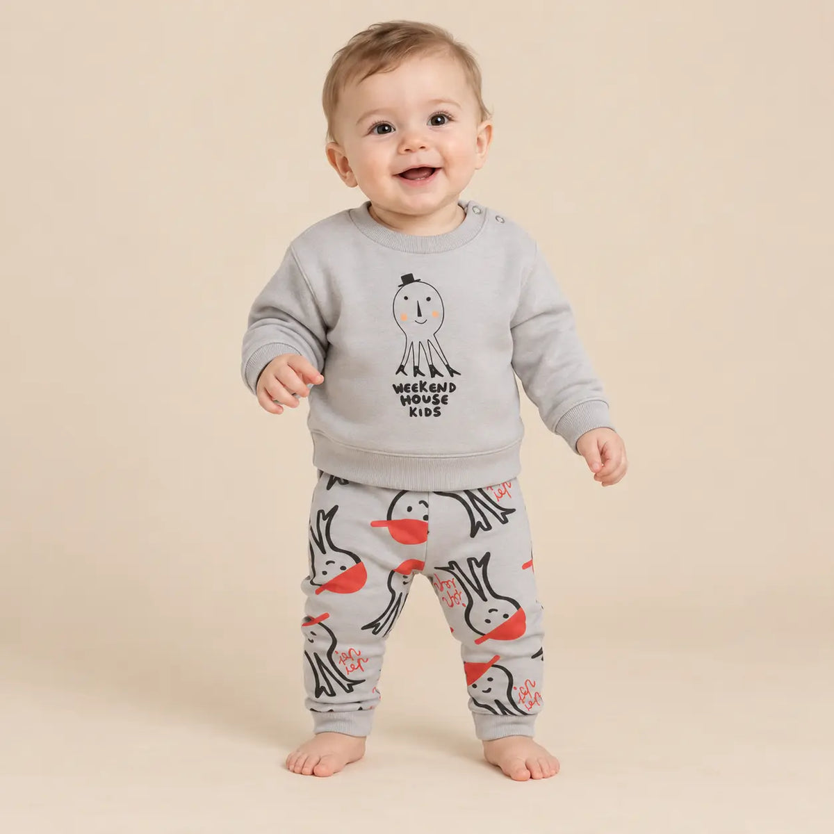 Octopus sweatshirt &amp; legging - Grey - 6M boy lookbook pose 1