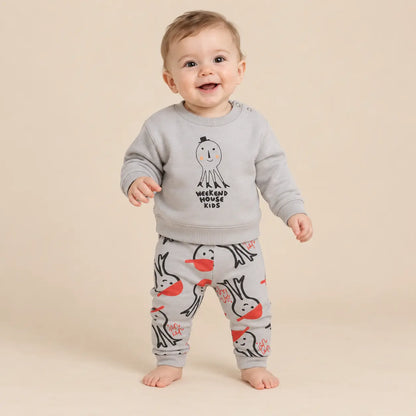 Octopus sweatshirt &amp; legging - Grey - 6M boy lookbook pose 1
