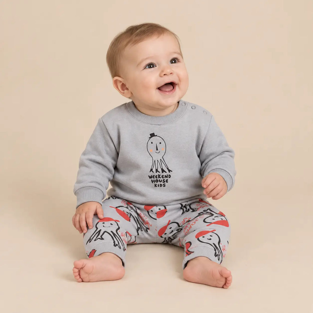 Octopus sweatshirt &amp; legging - Grey - 6M boy lookbook pose 2