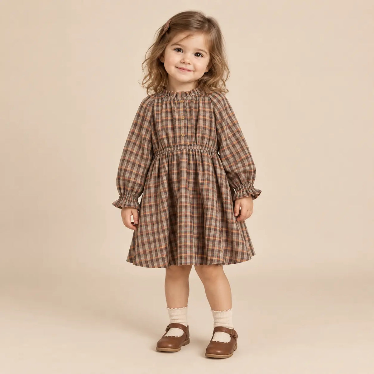 Pennie dress fancy glitter check - 2Y girl lookbook pose 1