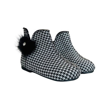 Pied De Poule Fabric Boots