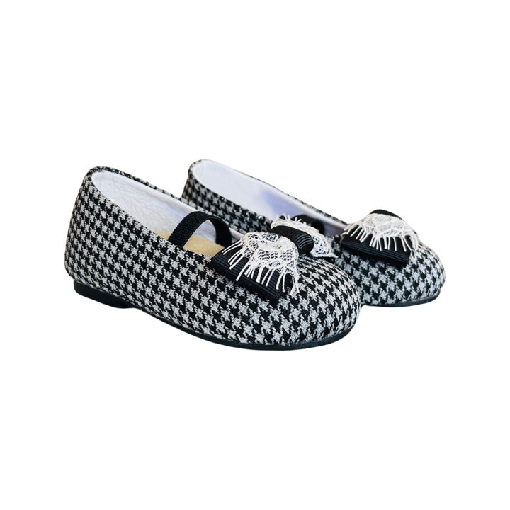 Handmade Bow Embellished Pied De Poule Fabric
