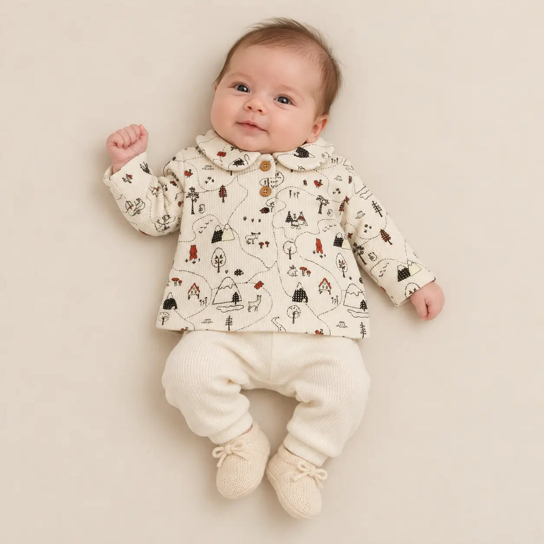 Printed Waffle Cotton Polo Shirt Ecru lookbook 1
