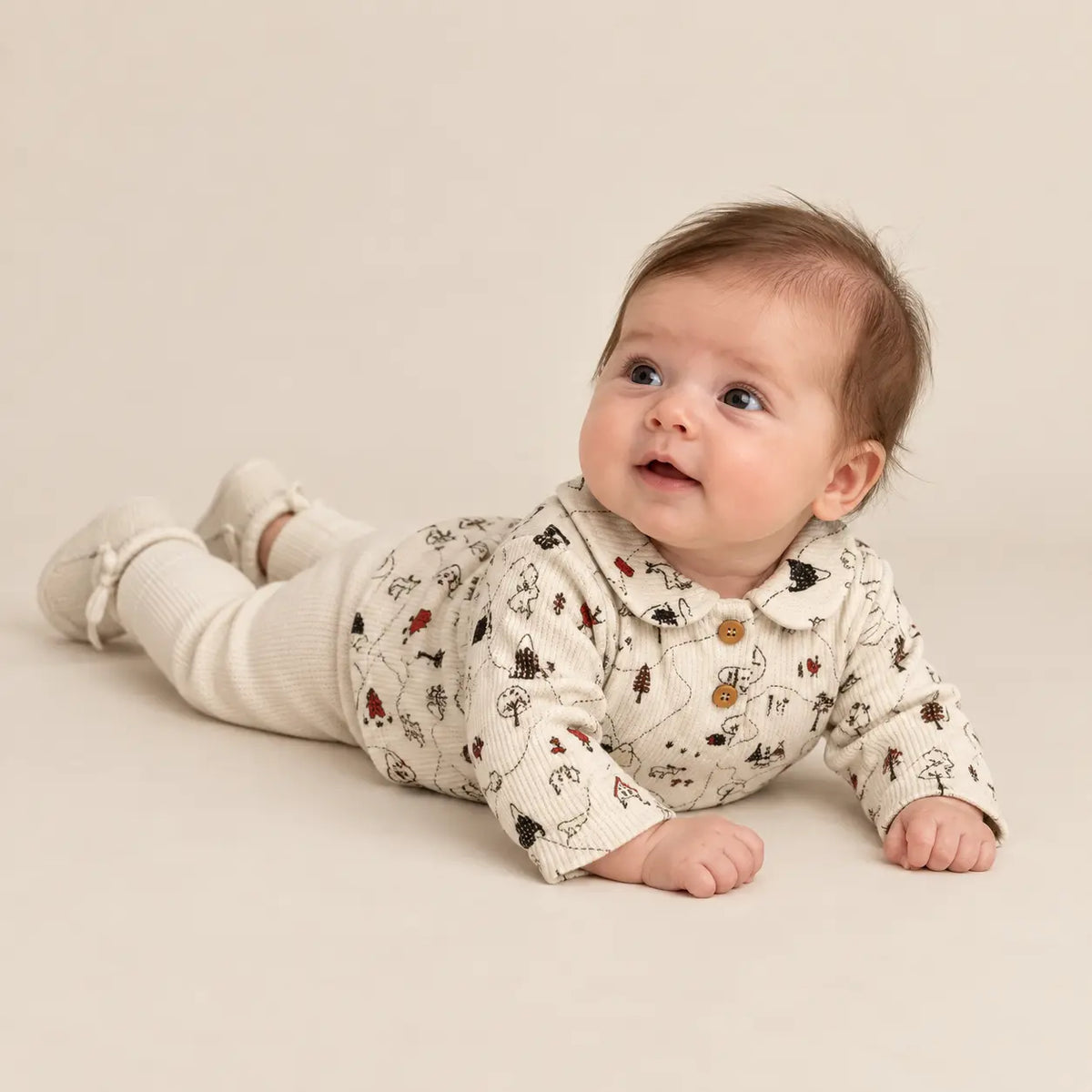 Printed Waffle Cotton Polo Shirt Ecru lookbook 2