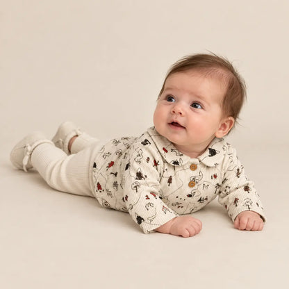 Printed Waffle Cotton Polo Shirt Ecru lookbook 2