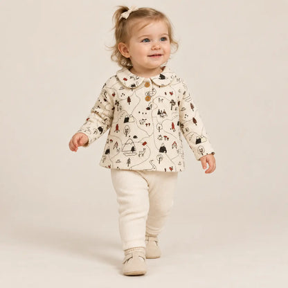 Printed Waffle Cotton Polo Shirt Ecru lookbook 6