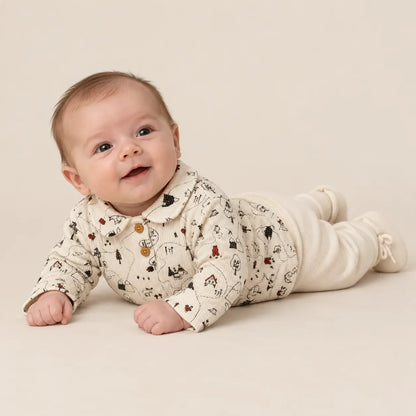 Printed Waffle Cotton Polo Shirt Ecru lookbook 8