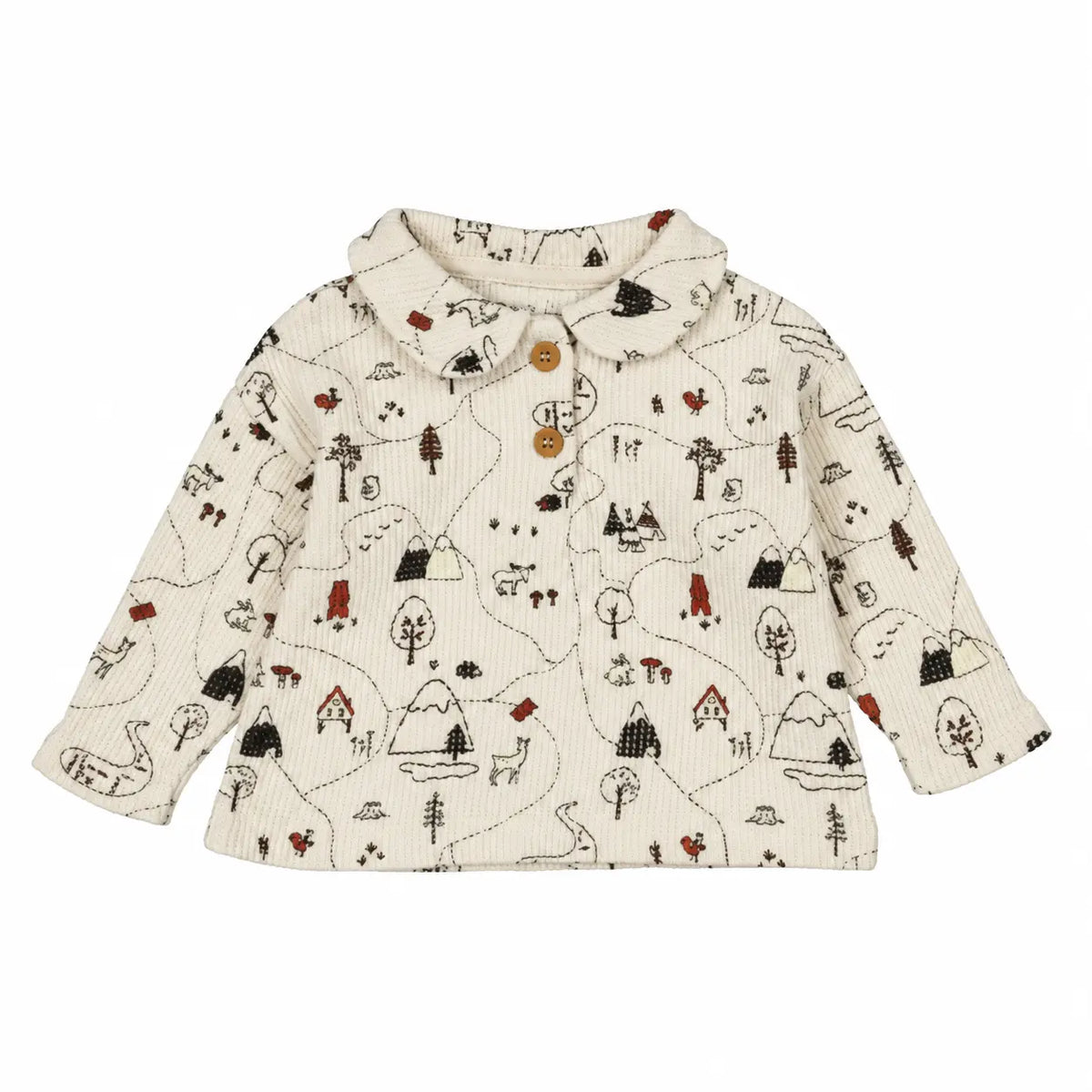 Printed Waffle Cotton Polo Shirt Ecru product image