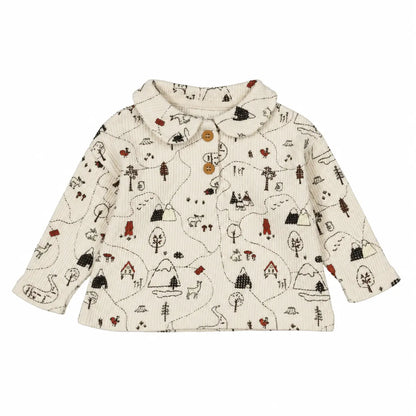 Printed Waffle Cotton Polo Shirt Ecru product image
