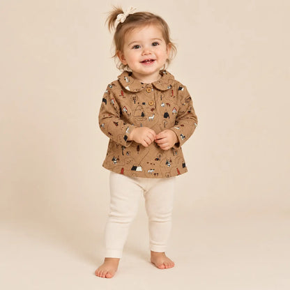 Printed Waffle Cotton Polo Shirt Wallnut lookbook image 6
