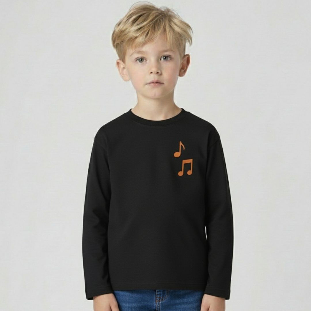Black Music Print Full Sleeves T-shirt