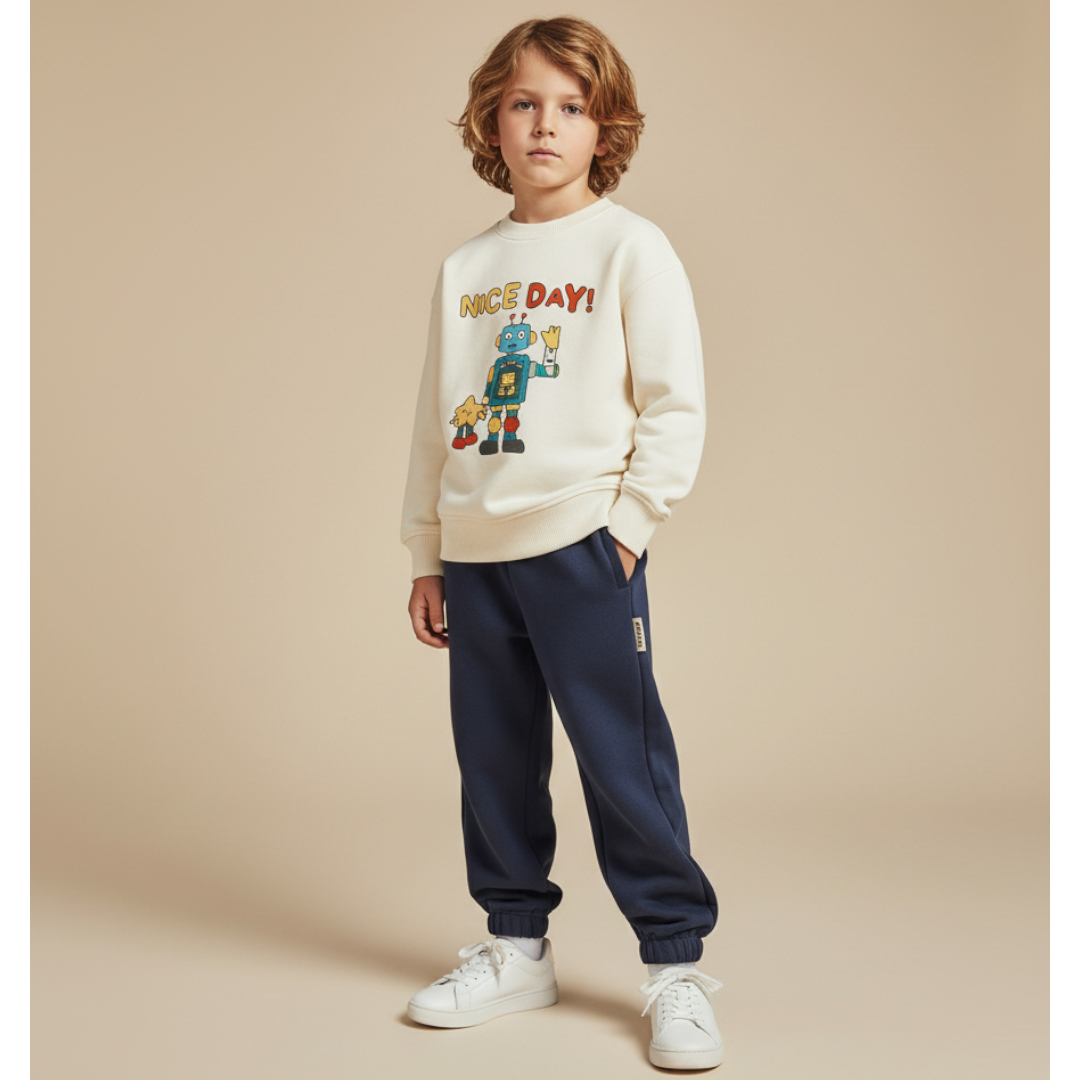 Cosmic Robot Sweatshirt - Cream