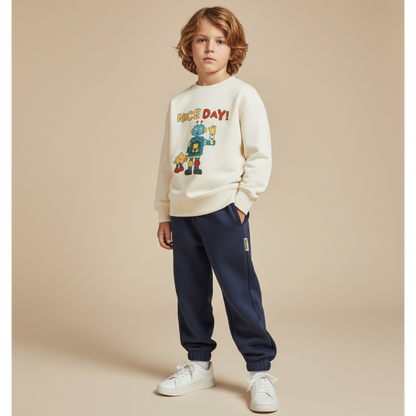 Cosmic Robot Sweatshirt - Cream