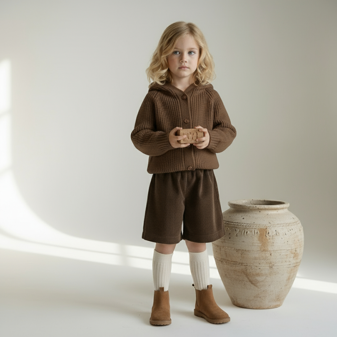 Émil Knit Pom Cardigan - Brown