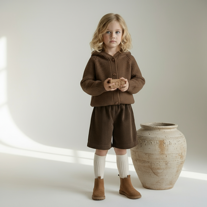 Émil Knit Pom Cardigan - Brown