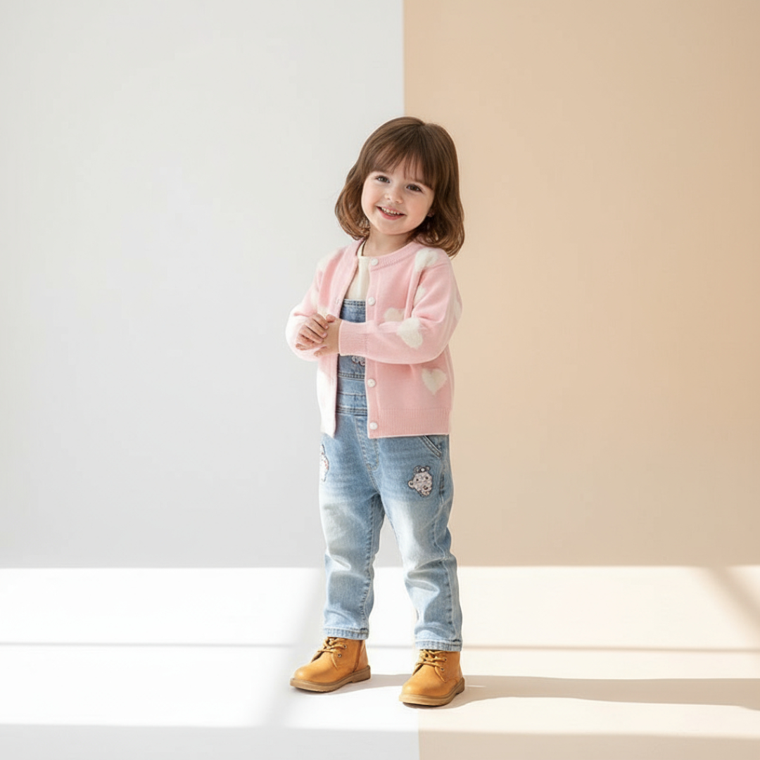 Amélie Heart Knit Cardigan - Pink