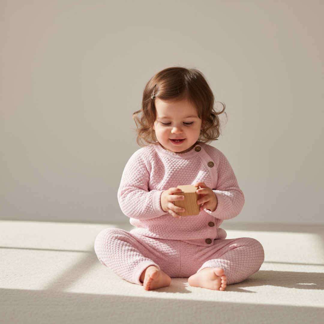 Noa Button Knit Set - Blush Pink