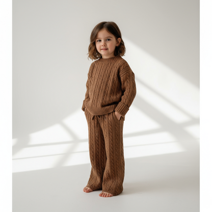 Clara Cable Knit Set - Cocoa
