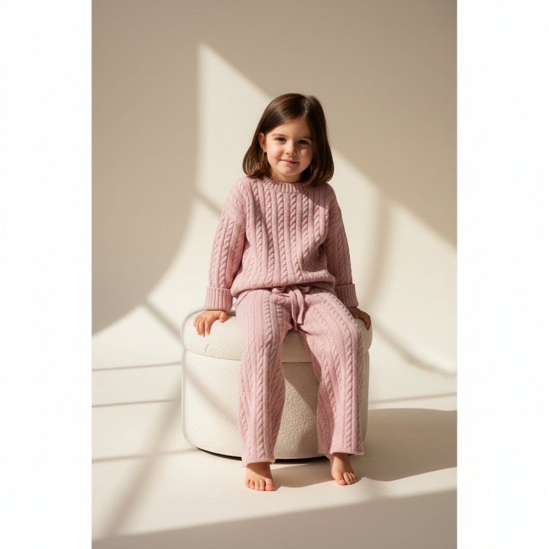 Clara Cable Knit Set - Blush
