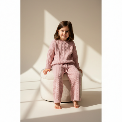 Clara Cable Knit Set - Blush