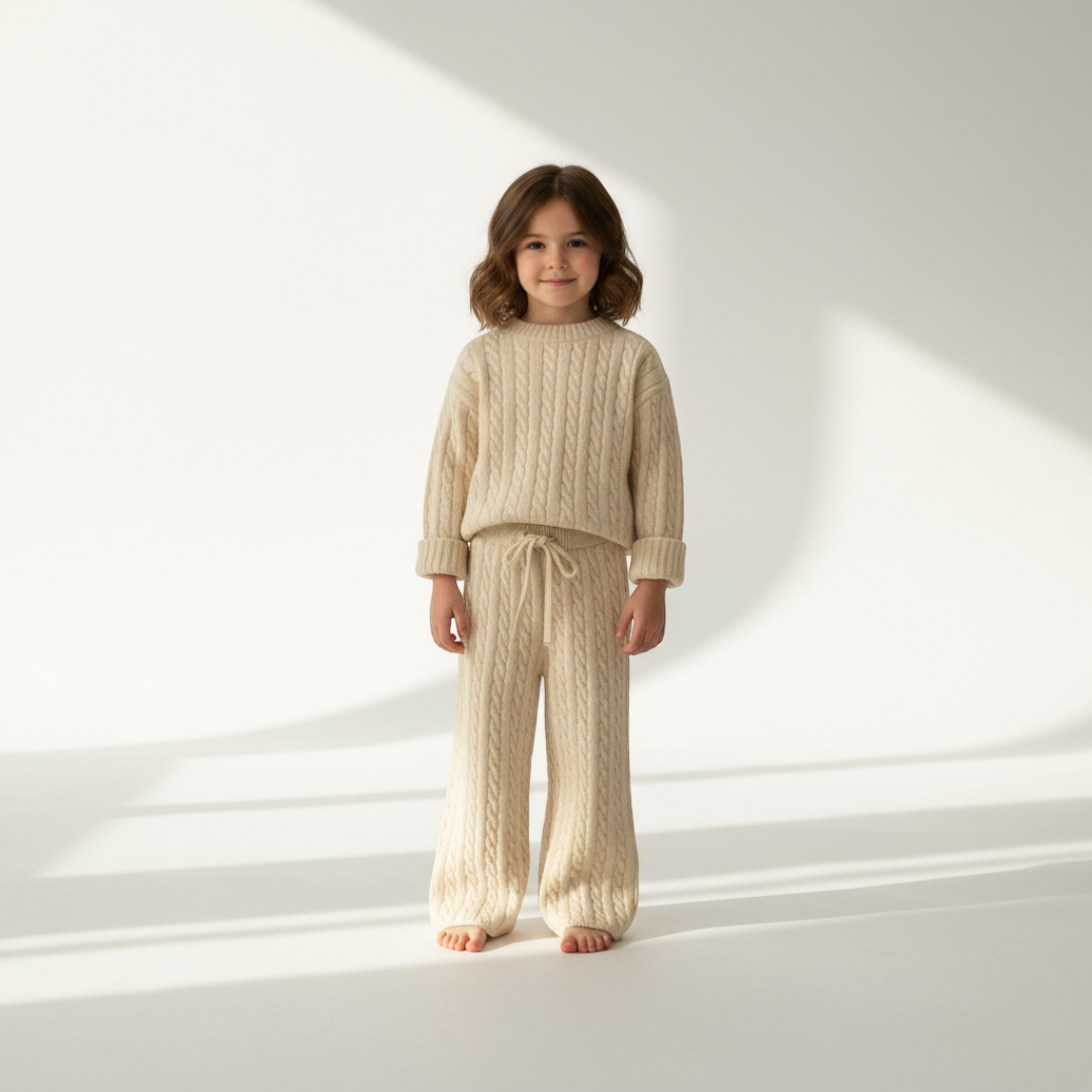 Clara Cable Knit Set - Cream