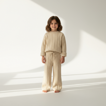 Clara Cable Knit Set - Cream