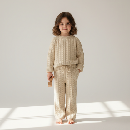 Clara Cable Knit Set - Cream