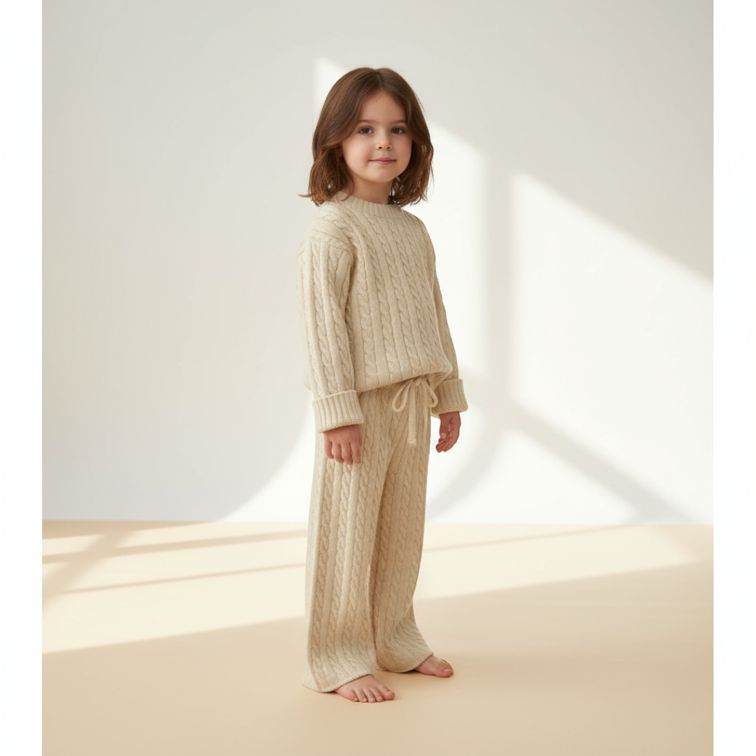 Clara Cable Knit Set - Cream