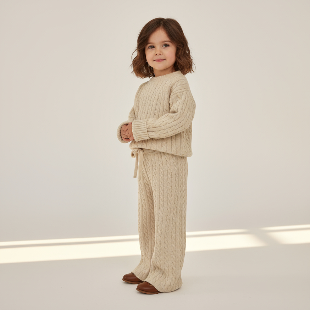 Clara Cable Knit Set - Cream
