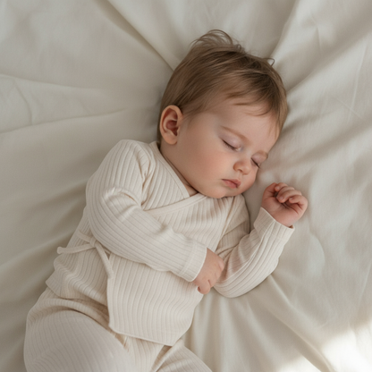 Mara Newborn Ribbed Set - Cream