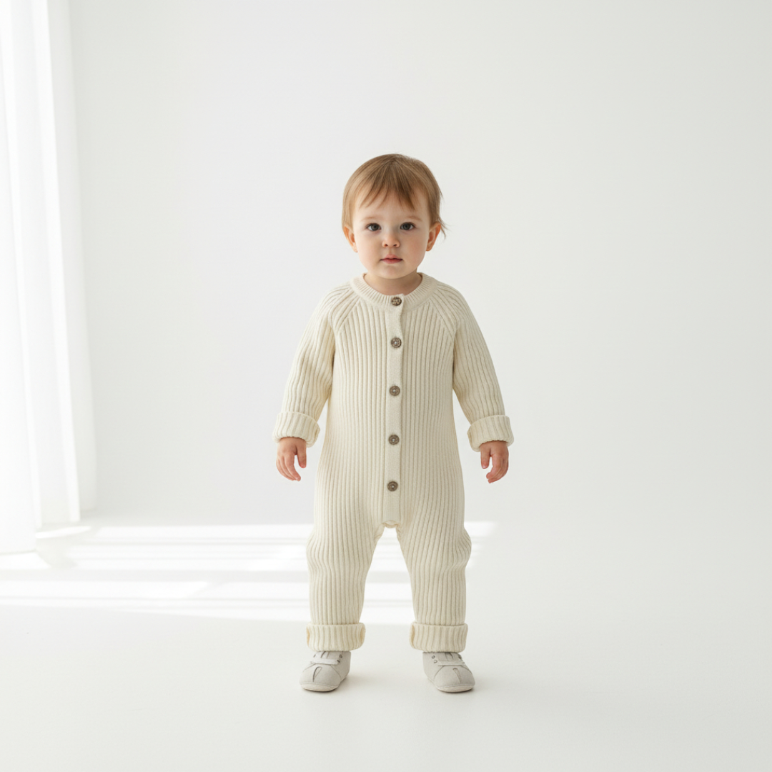 Rafa Ribbed Knit Romper - Oat