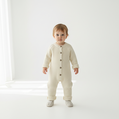 Rafa Ribbed Knit Romper - Oat