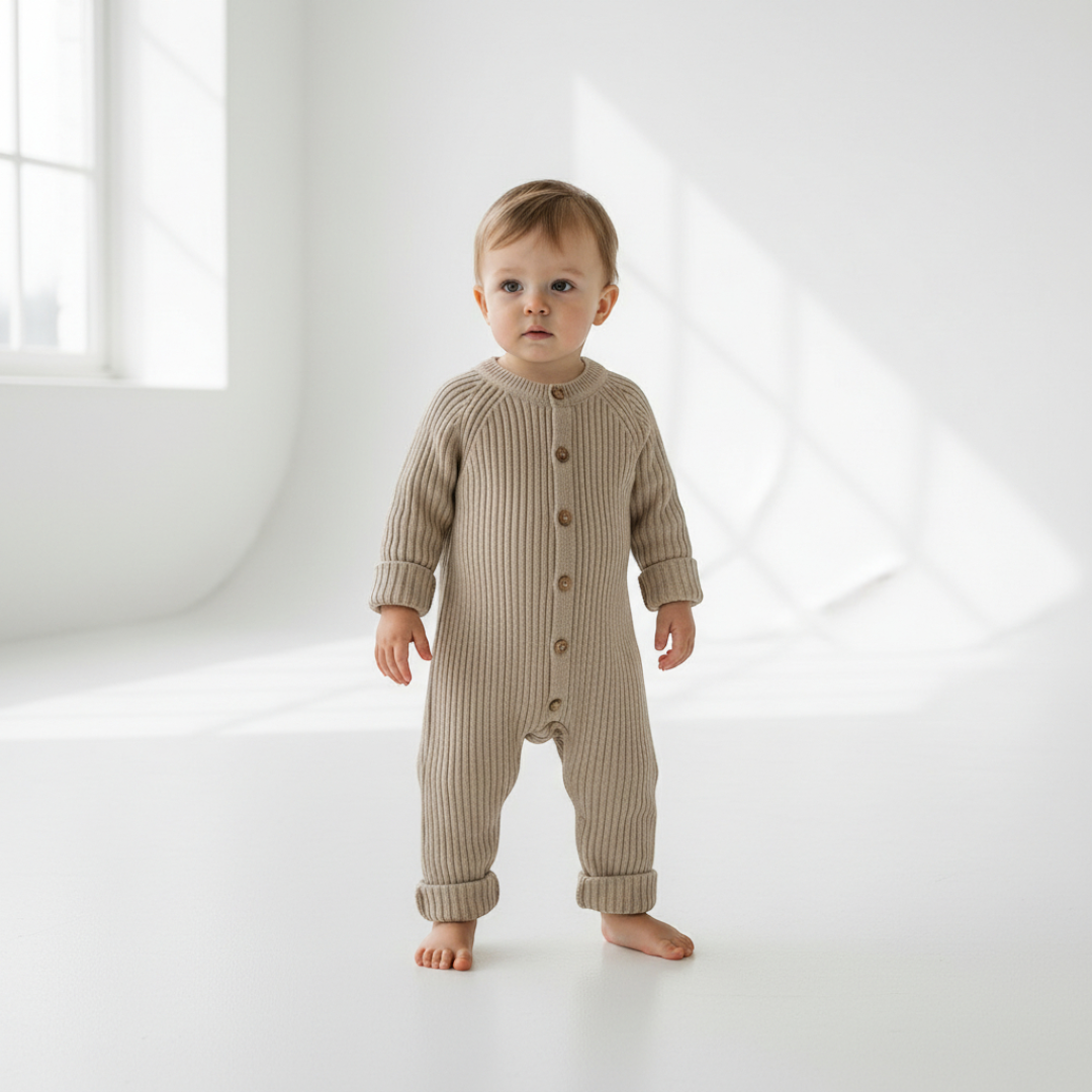 Rafa Ribbed Knit Romper - Sand
