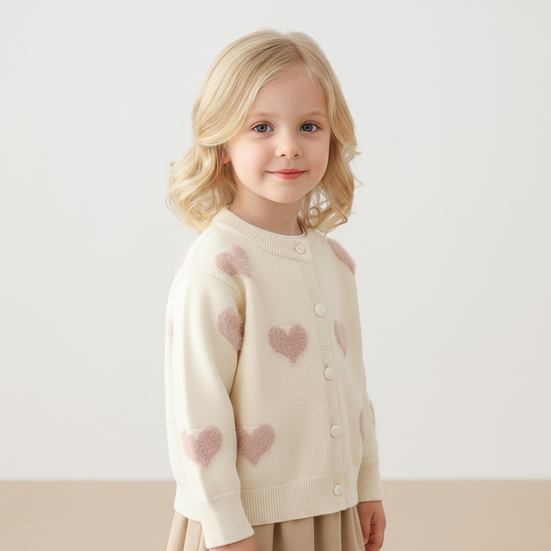 Amélie Heart Knit Cardigan - Cream