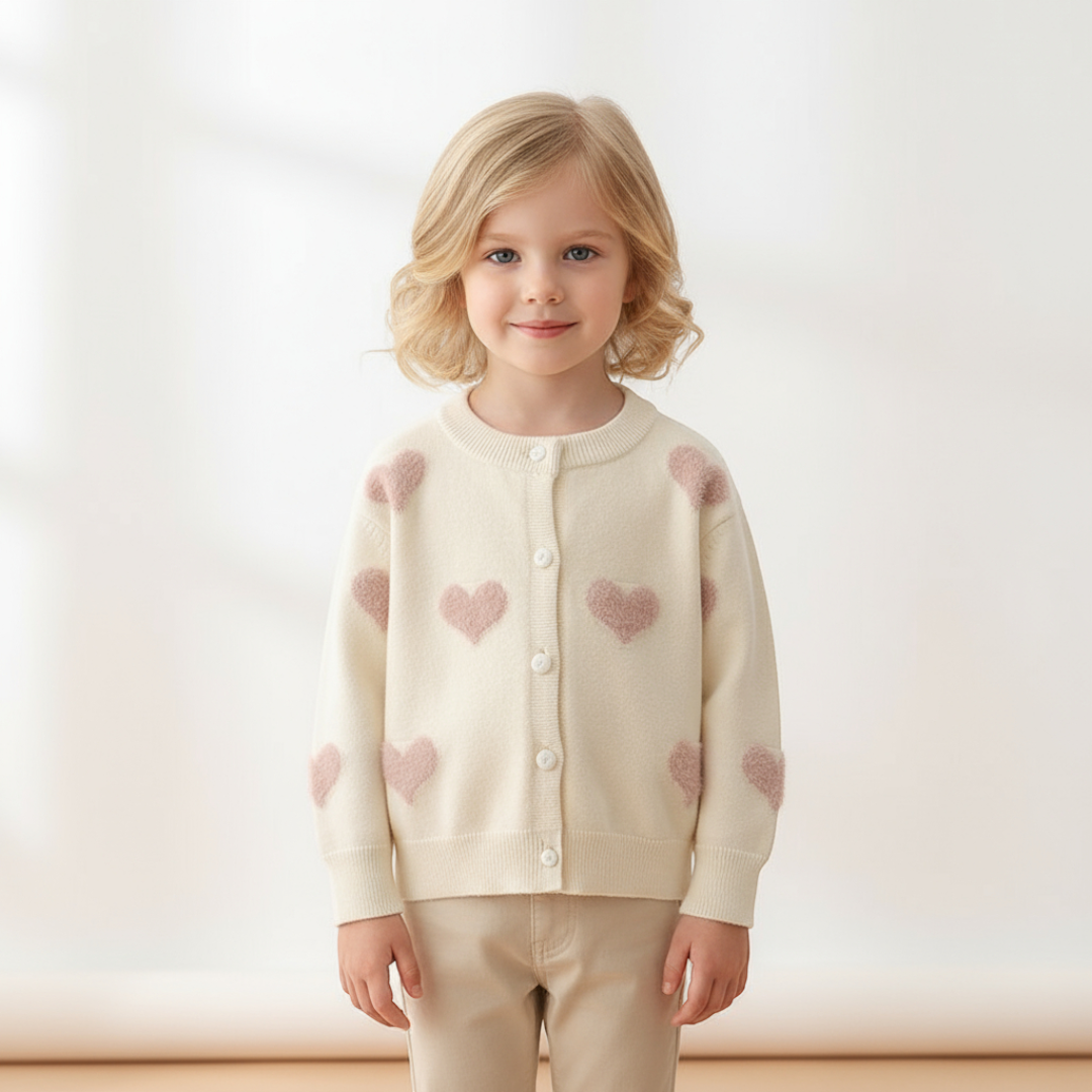 Amélie Heart Knit Cardigan - Cream