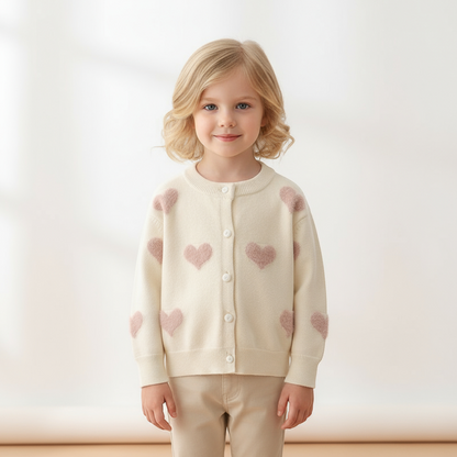 Amélie Heart Knit Cardigan - Cream