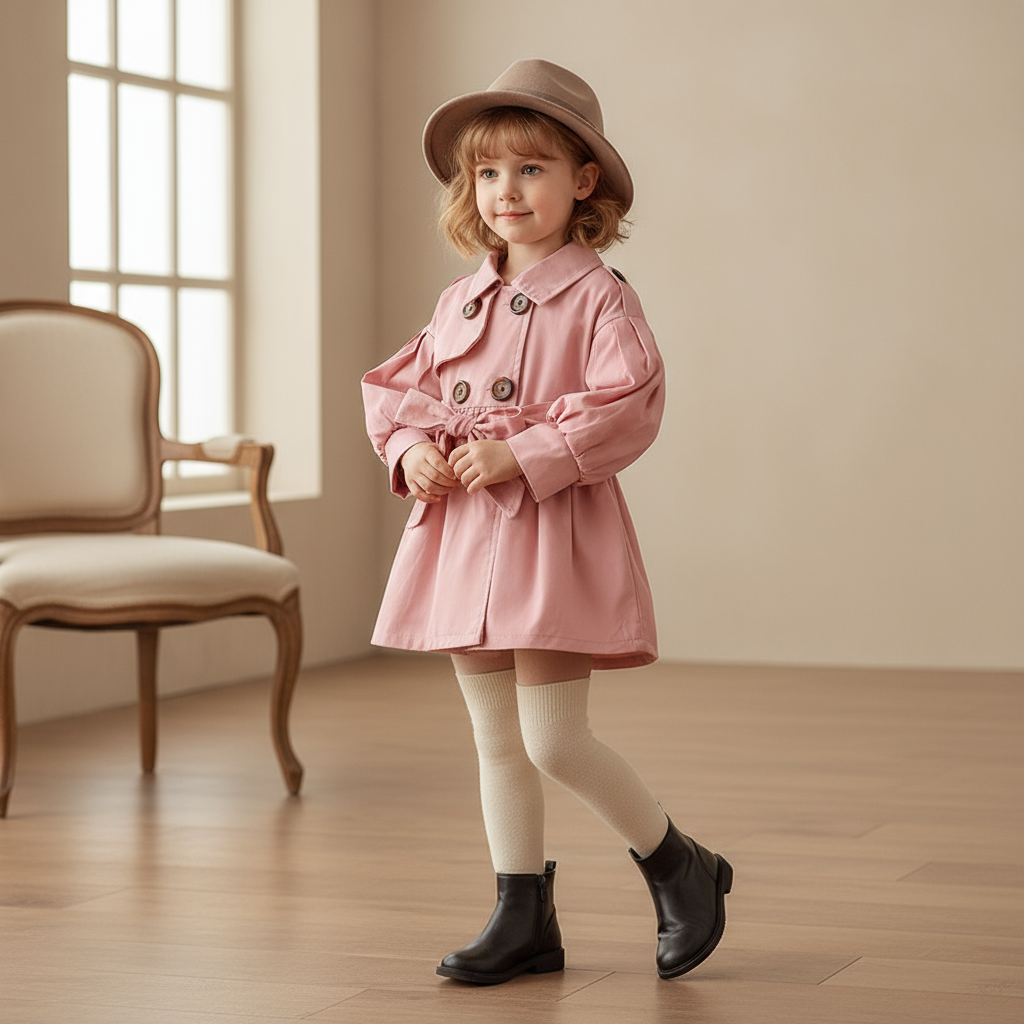 Émilie Bow Trench Coat - Rose