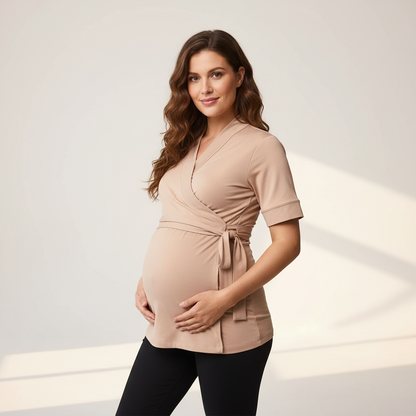 Lounge wrap top-Sand