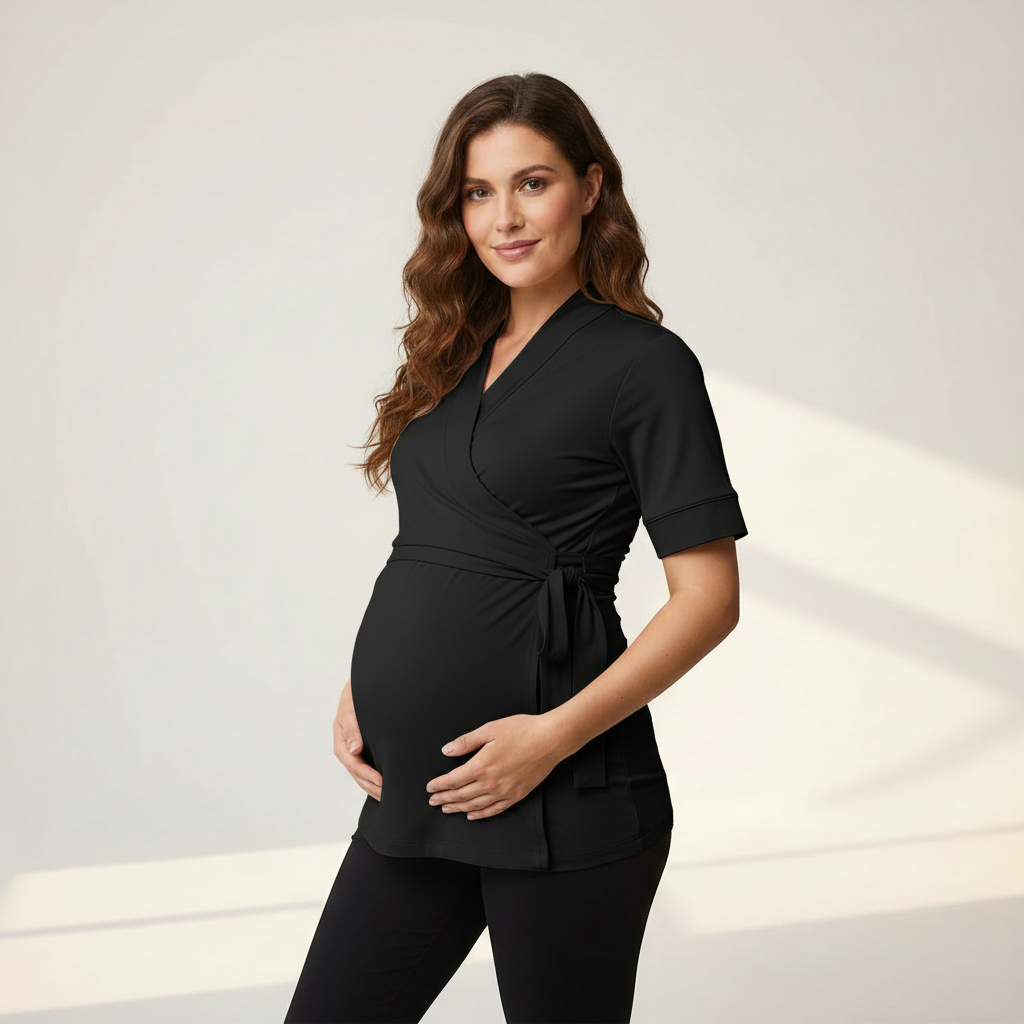 Lounge wrap top-Black