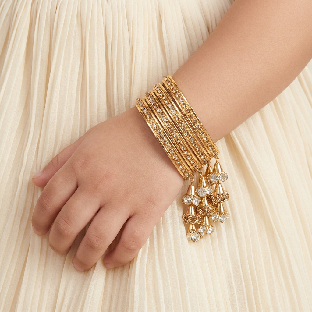 Golden Stone Bangles with Hanging