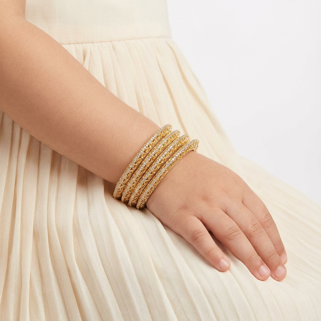 Golden with Diamond line Bangles