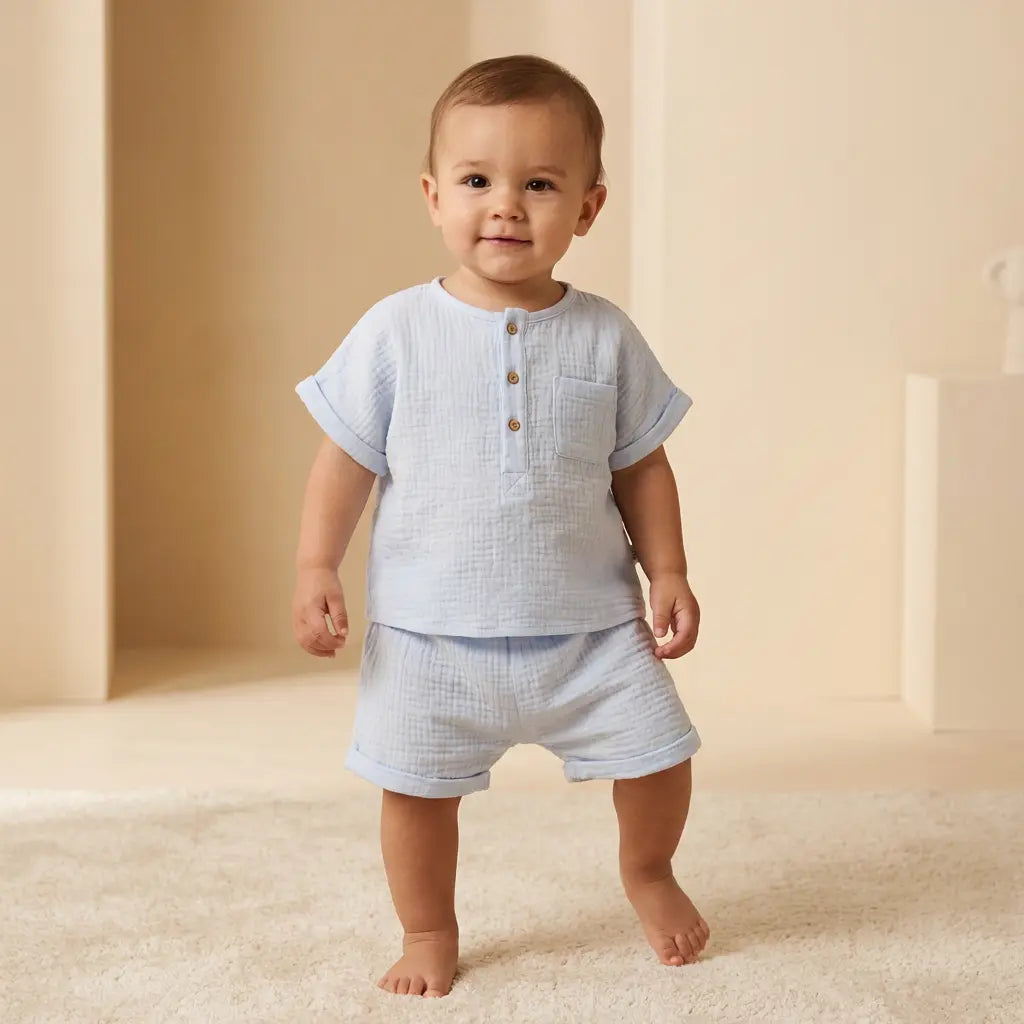 Baby Two Piece Set Anise Blue TEDDY &amp; MINOU