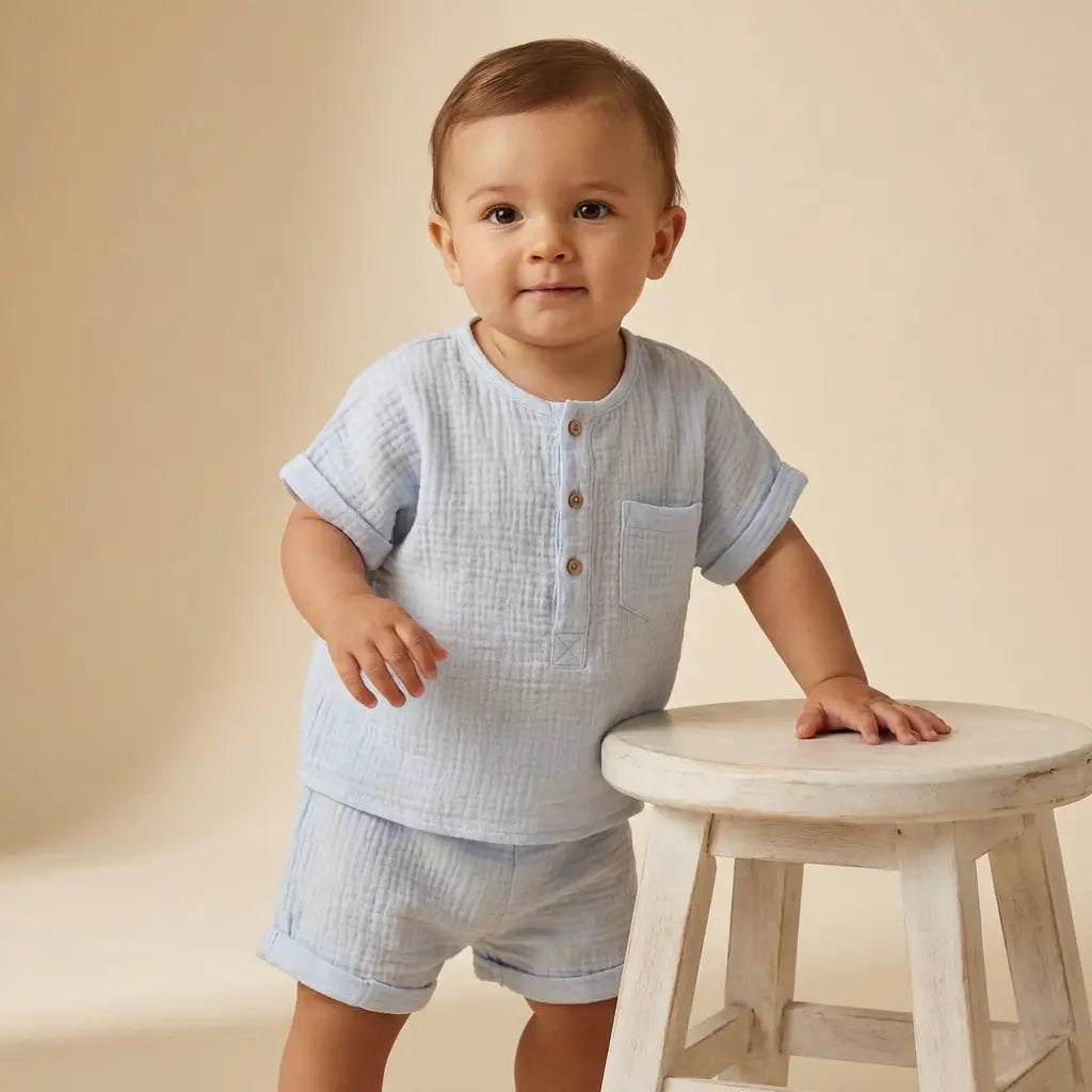 Baby Two Piece Set Anise Blue TEDDY &amp; MINOU