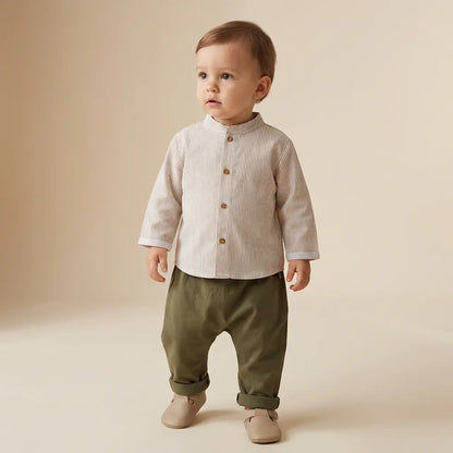 Beige Shirt &amp; Trousers Sage Green TEDDY &amp; MINOU