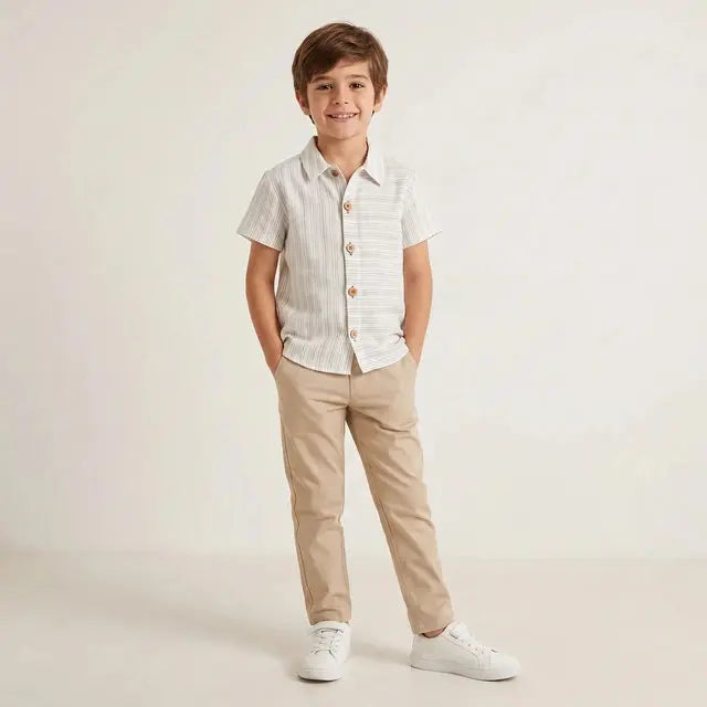 Sustainable Linen Black &amp; White Close- Me Shirt MIMOOKIDS BARCELONA